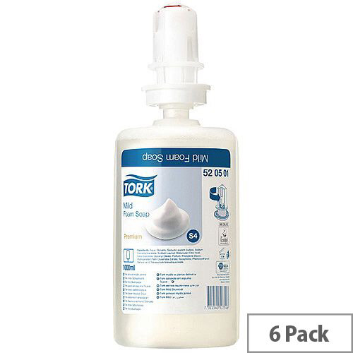 Tork S4 Mild Foam Hand Cleaning Soap 1 Litre Cartridge Refills (6 Pack) 520501 Tork S4 Mild Foam Hand Cleaning Soap 1 Litre Cartridge Refills (6 Pack) 520501