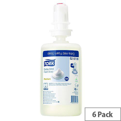 Tork S4 Extra Mild Foam Hand Soap Refill Cartridges 1 Litre (Pack 6) 520701 Tork S4 Extra Mild Foam Hand Soap Refill Cartridges 1 Litre (Pack 6) 520701