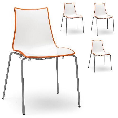 Zebra Bicolore Anthracite Leg Outdoor High Gloss Stacking Chair White/Orange Set Of 4 Zebra Bicolore Anthracite Leg Outdoor High Gloss Stacking Chair White/Orange Set Of 4