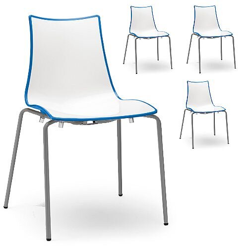 Zebra Bicolore Anthracite Leg Outdoor High Gloss Stacking Chair White/Cornflower Blue Set Of 4 Zebra Bicolore Anthracite Leg Outdoor High Gloss Stacking Chair White/Cornflower Blue Set Of 4