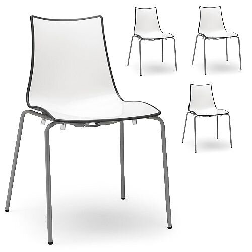 Zebra Bicolore Anthracite Leg Outdoor High Gloss Stacking Chair White/Anthracite Set Of 4 Zebra Bicolore Anthracite Leg Outdoor High Gloss Stacking Chair White/Anthracite Set Of 4