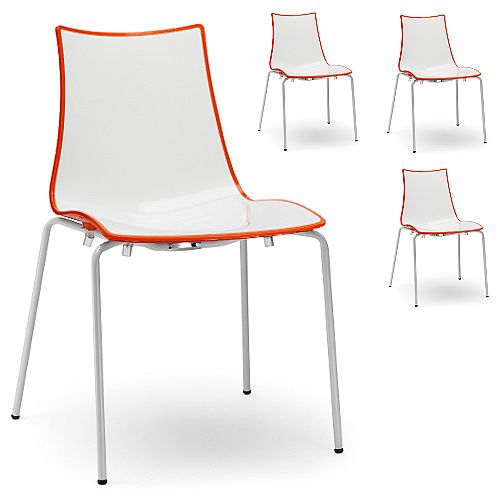 Zebra Bicolore White Leg Outdoor High Gloss Stacking Chair White/Orange Set Of 4 Zebra Bicolore White Leg Outdoor High Gloss Stacking Chair White/Orange Set Of 4