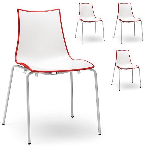 Zebra Bicolore White Leg Outdoor High Gloss Stacking Chair White/Red Set Of 4 Zebra Bicolore White Leg Outdoor High Gloss Stacking Chair White/Red Set Of 4