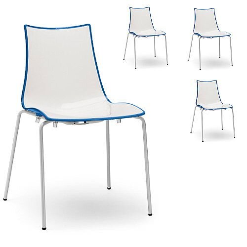 Zebra Bicolore White Leg Outdoor High Gloss Stacking Chair White/Cornflower Blue Set Of 4 Zebra Bicolore White Leg Outdoor High Gloss Stacking Chair White/Cornflower Blue Set Of 4
