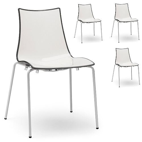 Zebra Bicolore White Leg Outdoor High Gloss Stacking Chair White/Anthracite Set Of 4 Zebra Bicolore White Leg Outdoor High Gloss Stacking Chair White/Anthracite Set Of 4
