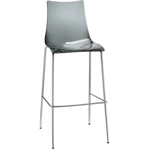 Zebra Antishock Bar Stool With H800mm Chrome Base Translucent Smoked Grey