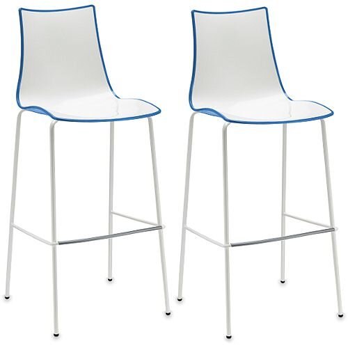 Zebra Bicolore Bar Stool With H800mm White Coated Base White/Cornflower Blue Set of 2 Zebra Bicolore Bar Stool With H800mm White Coated Base White/Cornflower Blue Set of 2