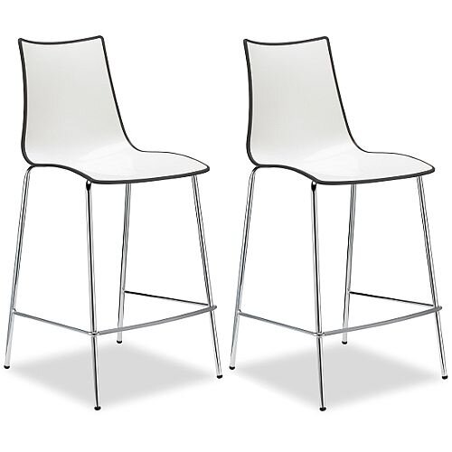 Zebra Bicolore Bar Stool With H650mm Chrome Base White/Anthracite Set of 2 Zebra Bicolore Bar Stool With H650mm Chrome Base White/Anthracite Set of 2