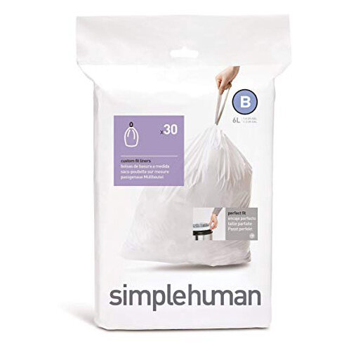 Simplehuman Custom Fit Bin Liners Code B 6L, Pack of 30 CW0161