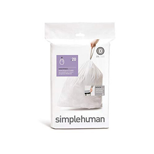Simplehuman Custom Fit Bin Liners Code D 20L, Pack of 20 CW0163 Simplehuman Custom Fit Bin Liners Code D 20L, Pack of 20 CW0163