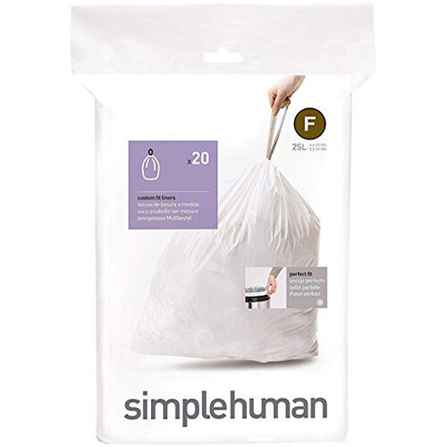 Simplehuman Custom Fit Bin Liners Code F 25L, Pack of 20 CW0165 Simplehuman Custom Fit Bin Liners Code F 25L, Pack of 20 CW0165