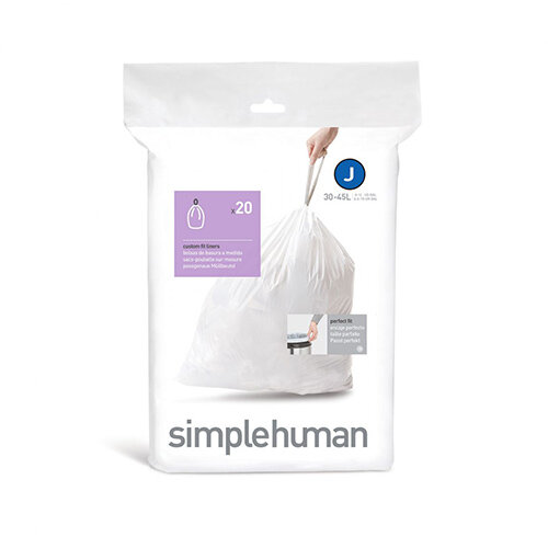 Simplehuman Custom Fit Bin Liners Code J 30-45L, Pack of 20 CW0169