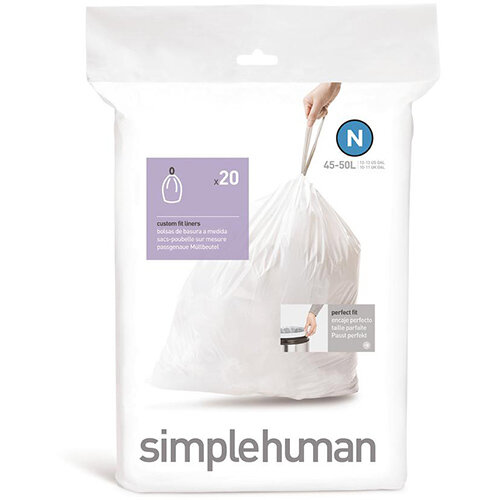 Simplehuman Custom Fit Bin Liners Code N 45-50L, Pack of 20 CW0174 Simplehuman Custom Fit Bin Liners Code N 45-50L, Pack of 20 CW0174