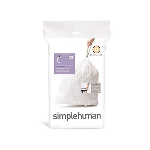 Simplehuman Custom Fit Bin Liners Code Q 50-65L, Pack of 20 CW0176 Simplehuman Custom Fit Bin Liners Code Q 50-65L, Pack of 20 CW0176