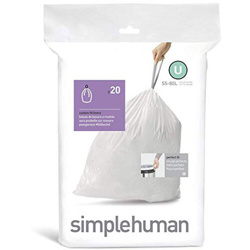Simplehuman Custom Fit Bin Liners Code U 55L, Pack of 20 CW0217 Simplehuman Custom Fit Bin Liners Code U 55L, Pack of 20 CW0217