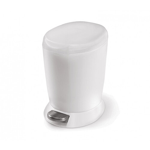 Simplehuman Round Plastic Bin 6L Pedal Operated White CW1318 - Fits Well in Bathrooms or Wherever Space is Limited