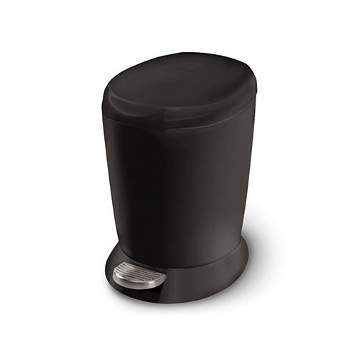 Simplehuman Round Plastic Bin 6L Pedal Operated Black CW1319 - Fits Well in Bathrooms or Wherever Space is Limited