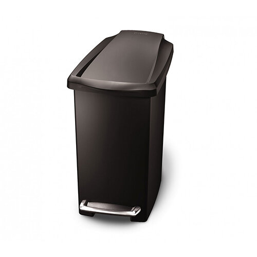 Simplehuman Slim Design Plastic Bin 10L Pedal Operated Black CW1329 - Fits Well in Bathrooms or Wherever Space is Limited