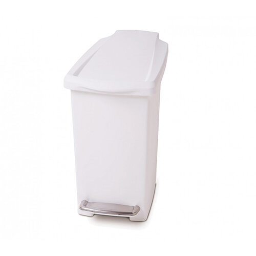 Simplehuman Slim Design Plastic Bin 10L Pedal Operated White CW1332 - Fits Well in Bathrooms or Wherever Space is Limited