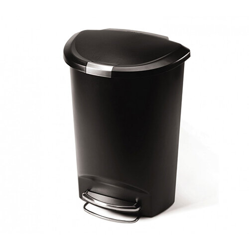 Simplehuman Semi-Round Plastic Bin 50L Pedal Operated Black CW1355