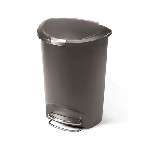 Simplehuman Semi-Round Plastic Bin 50L Pedal Operated Grey CW1357