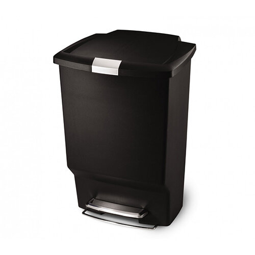 Simplehuman Rectangular Plastic Bin 45L Pedal Operated Black CW1371