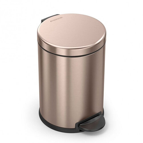 Simplehuman Round Steel Bin 4.5L Pedal Operated Rose Gold Steel CW2056 - Fits Well in Bathrooms or Wherever Space is Limited