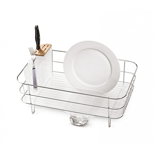 Simplehuman Slim Wire Frame Dishrack Brushed Steel & Frosted Plastic KT1107