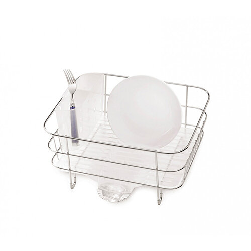 Simplehuman Compact Wire Frame Dishrack Brushed Steel & Frosted Plastic KT1130