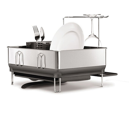 Simplehuman Steel Frame Compact Dishrack Brushed Steel & Grey Plastic KT1168