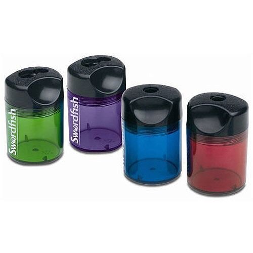 Swordfish Pencil Sharpener Canister Double-Hole Assorted 40012 40033