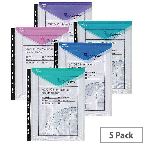 Snopake Polyfile Ring Binder Wallet Electra Assorted Pack of 5 15695 Snopake Polyfile Ring Binder Wallet Electra Assorted Pack of 5 15695