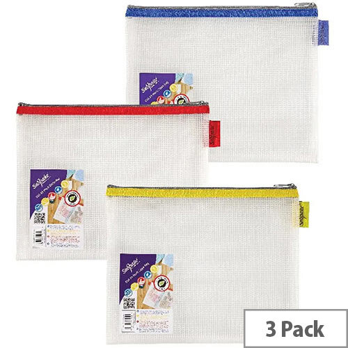 Snopake EVA Mesh Zippa-Bag 207 x 257mm Assorted Pack of 3 15818 Snopake EVA Mesh Zippa-Bag 207 x 257mm Assorted Pack of 3 15818