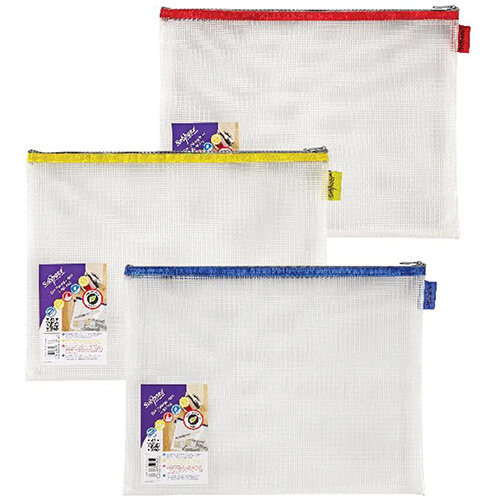 Snopake EVA Mesh Zippa-Bag 277 x 362mm Assorted Pack of 3 15819