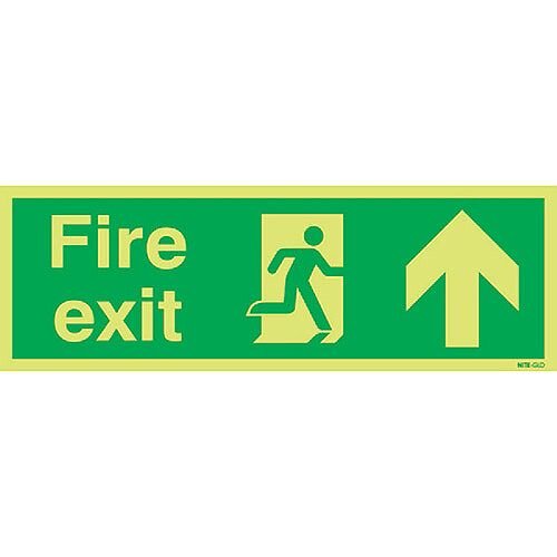 Safety Sign Niteglo Glow In The Dark Fire Exit Running Man Arrow Up 150x450mm PVC Safety Sign Niteglo Glow In The Dark Fire Exit Running Man Arrow Up 150x450mm PVC