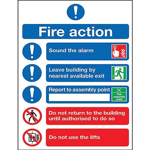 Safety Sign Fire Action Symbols A4 Self Adhesive (Pack of 1) FR09950S