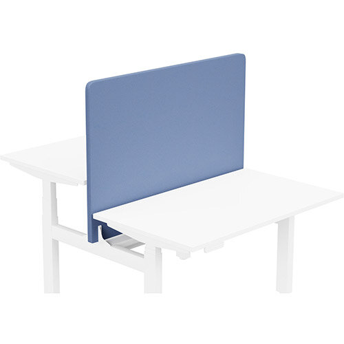 Acoustic Screen For Leap Height Adjustable Bench W1200xH850mm - Camira LUCIA Fabric - Colour Code: YB097-Bluebell Acoustic Screen For Leap Height Adjustable Bench W1200xH850mm - Camira LUCIA Fabric - Colour Code: YB097-Bluebell