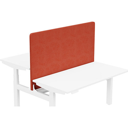 Acoustic Screen For Leap Height Adjustable Bench W1400xH850mm - Camira LUCIA Fabric - Colour Code: YB087-Lobster Acoustic Screen For Leap Height Adjustable Bench W1400xH850mm - Camira LUCIA Fabric - Colour Code: YB087-Lobster