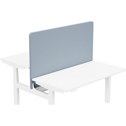 Acoustic Screen For Leap Height Adjustable Bench W1400xH850mm - Camira LUCIA Fabric - Colour Code: YB095-Steel Acoustic Screen For Leap Height Adjustable Bench W1400xH850mm - Camira LUCIA Fabric - Colour Code: YB095-Steel