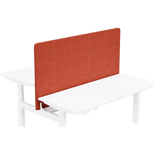 Acoustic Screen For Leap Height Adjustable Bench W1600xH850mm - Camira LUCIA Fabric - Colour Code: YB087-Lobster Acoustic Screen For Leap Height Adjustable Bench W1600xH850mm - Camira LUCIA Fabric - Colour Code: YB087-Lobster