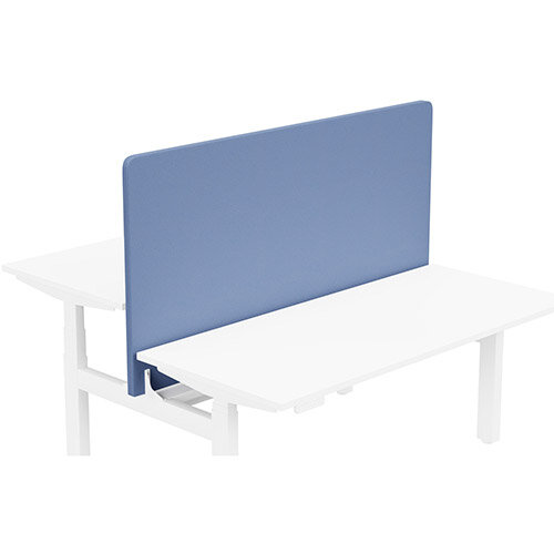 Acoustic Screen For Leap Height Adjustable Bench W1600xH850mm - Camira LUCIA Fabric - Colour Code: YB097-Bluebell Acoustic Screen For Leap Height Adjustable Bench W1600xH850mm - Camira LUCIA Fabric - Colour Code: YB097-Bluebell