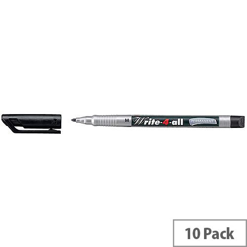 Stabilo Black Write-4-All Permanent Marker Pens Medium Point 1.0mm 10 Pack Stabilo Black Write-4-All Permanent Marker Pens Medium Point 1.0mm 10 Pack