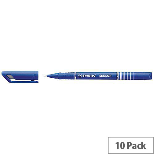 Stabilo Sensor Fineliner Pens, Blue (Pack of 10) - Smooth and Precise Writing for Professional Use