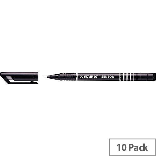 Stabilo Black Sensor Fineliner Pens Pack of 10