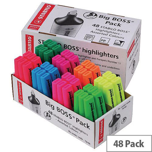 Stabilo Boss Highlighter Pens Retail Assorted Colours Pack of 48 Stabilo Boss Highlighter Pens Retail Assorted Colours Pack of 48