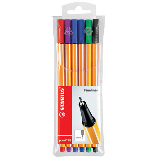 Stabilo 88 Point Fineliners Wallet Assorted Pack of 10 88/6