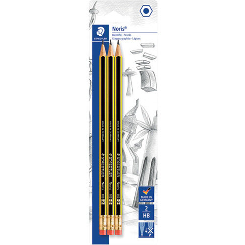 Noris Blister Card of 3 Eraser Tip Pencils Pack of 10 122-2BK3DA Noris Blister Card of 3 Eraser Tip Pencils Pack of 10 122-2BK3DA