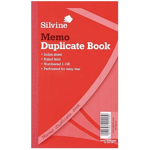 Silvine Red Duplicate 8.25x5 Inches Memo Book Pack of 6
