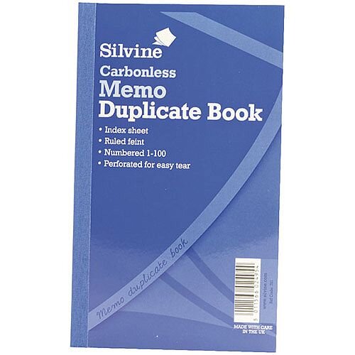 Silvine Blue Carbonless Duplicate Memo Book Pack of 6 701-T