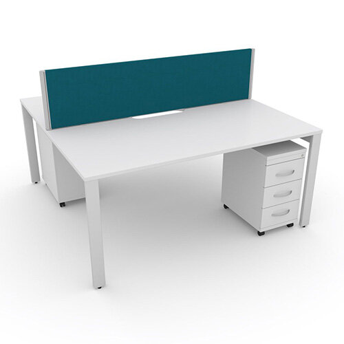 Switch 2 Person Bench Desk With Privacy Screen & Matching Under-Desk Pedestals W 1200mm x D 2x700mm